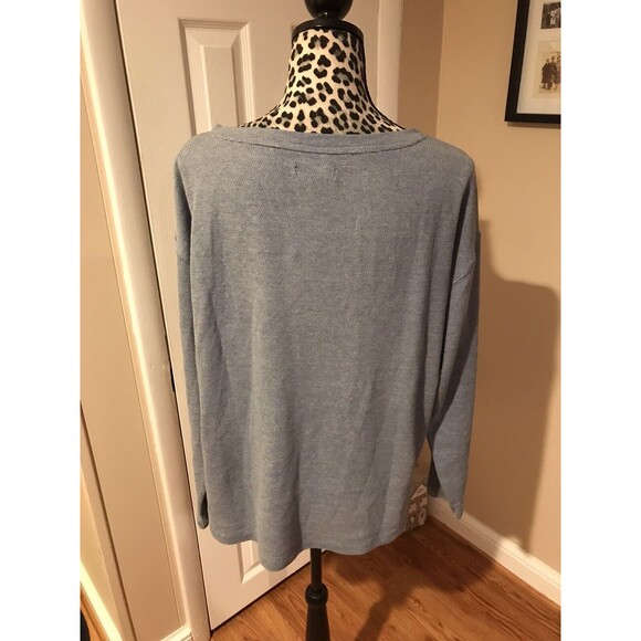 Chaps Lace Up Sweatshirt Women Blue Rugged Blue Size Large Cotton Blend G2 - Picture 2 of 10